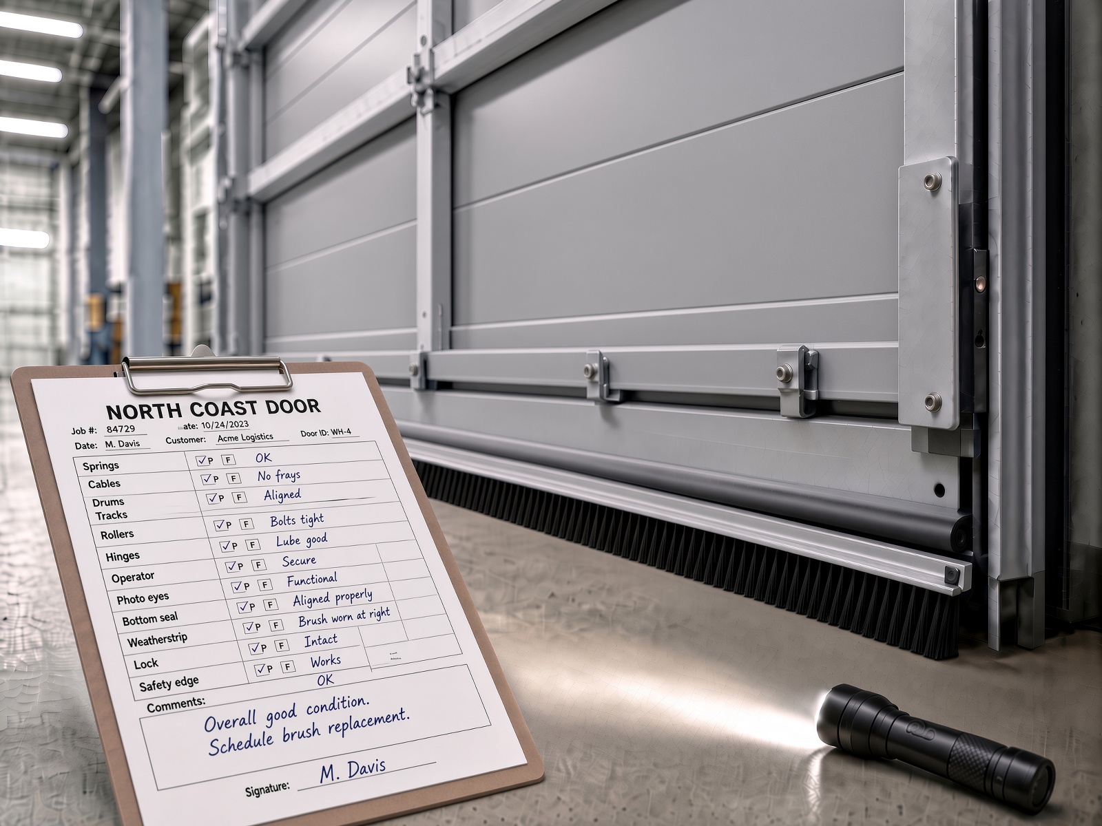 Inspection clipboard and flashlight